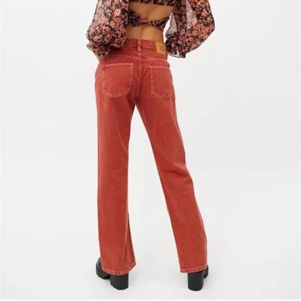 BDG Split Hem Jeans Burnt Orange Retro Bohemian 70s 90s Festival Hippie Size 26 - Picture 2 of 7